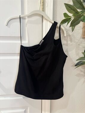 LA made Asymmetric Black Camisole Top